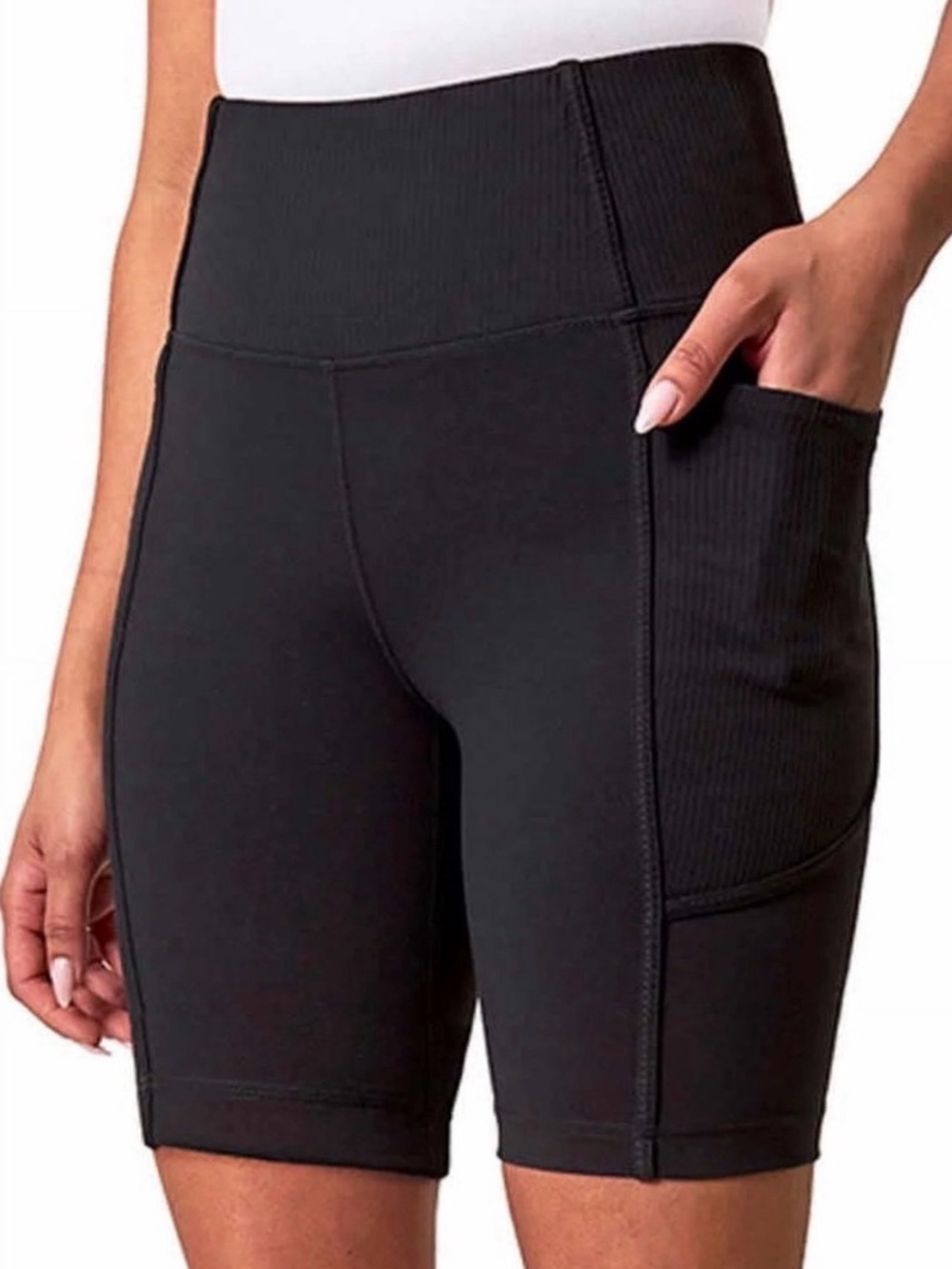Mondetta Black High-Rise Bike Shorts with Side Pocket size Medium